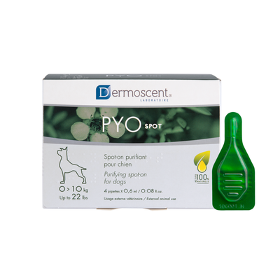 Dermoscent PYOspot para perros de 0 a 10 kg: caja y pipeta