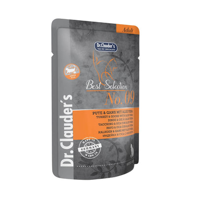 Dr.Clauder’s Best Selection N.º 9, pavo y ganso con aloe para gatos · sobre de 85 g