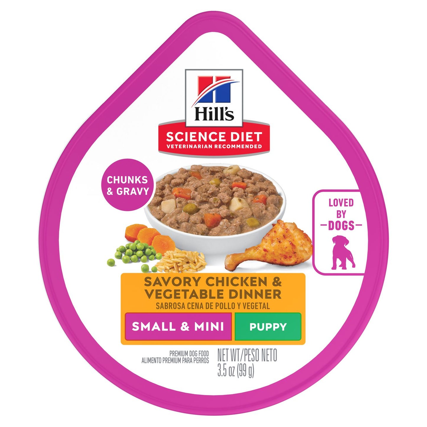 Hill's Science Diet | Alimento húmedo para perros cachorros de razas pequeñas y miniatura Puppy Small & Mini. Estofado de pollo y vegetales (Pack de 6 latas de 99 g)