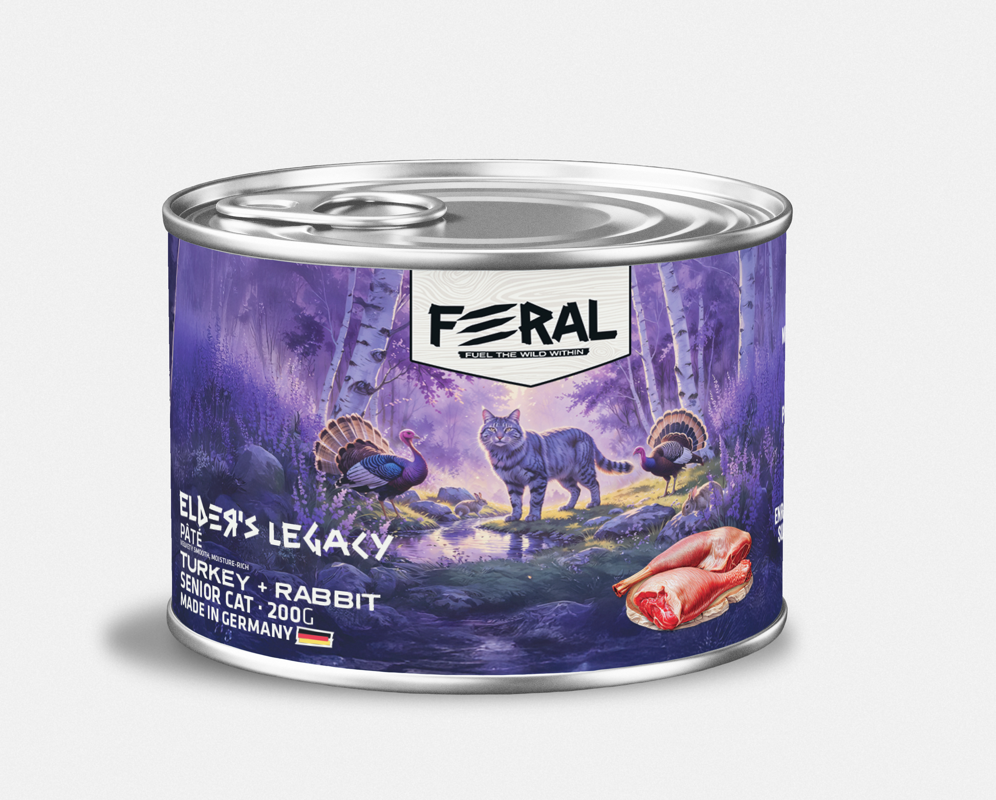 Feral | Alimento húmedo para gatos pavo con conejo — 200g