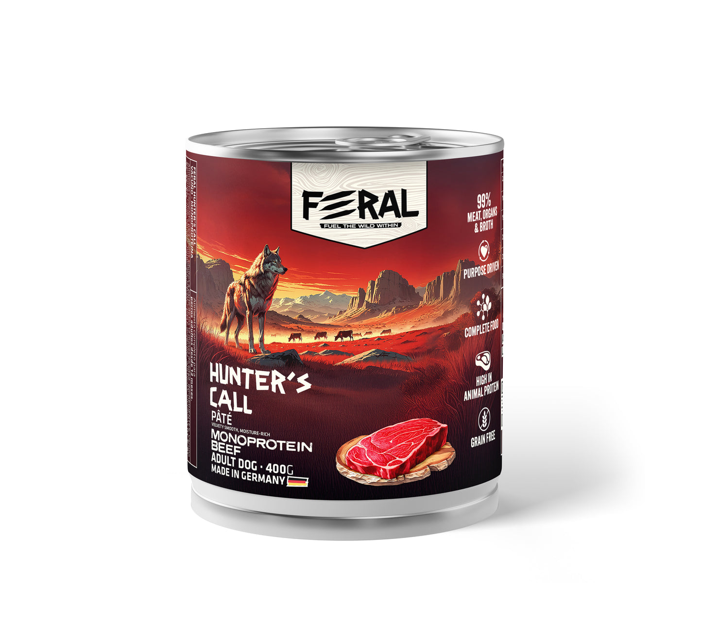 Feral | Alimento húmedo para perros monoproteico de carne de res — 400g