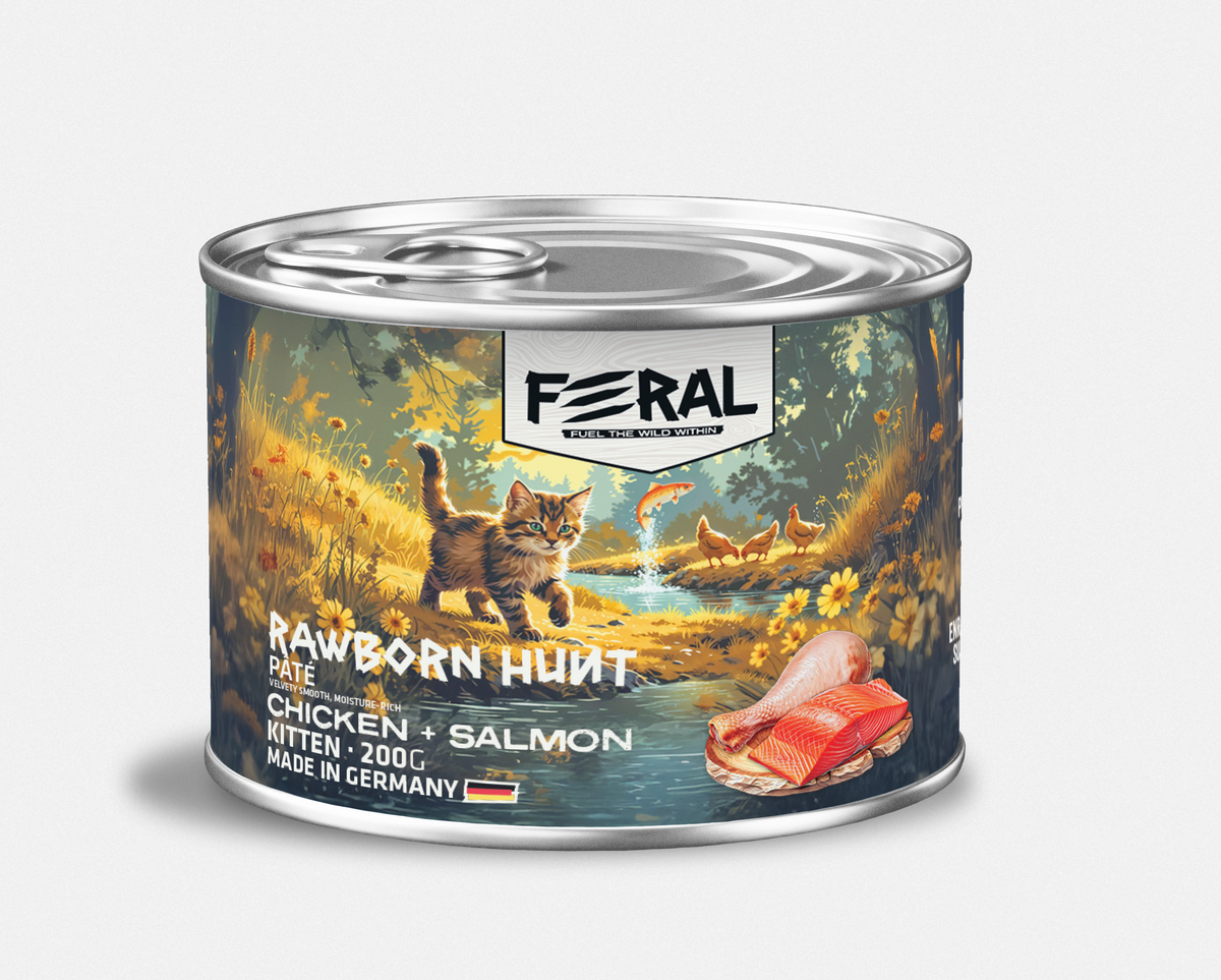 Feral alimento húmedo para gatitos pollo con salmón