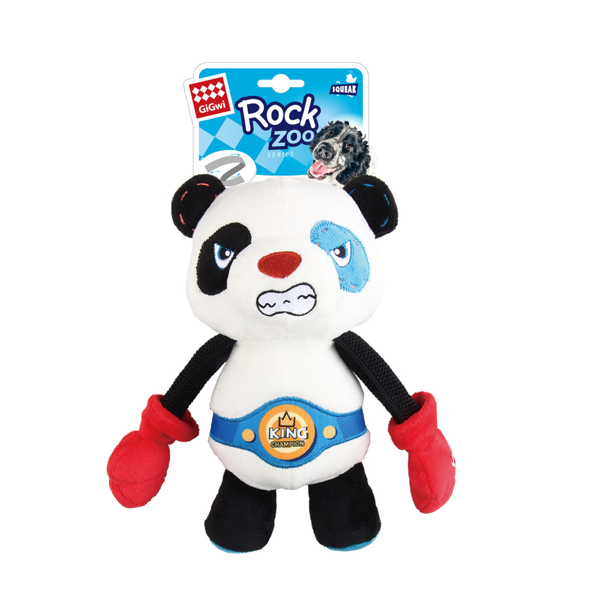 GiGwi | Juguete para perros Rock Zoo King Boxer Panda con sonido — Unidad