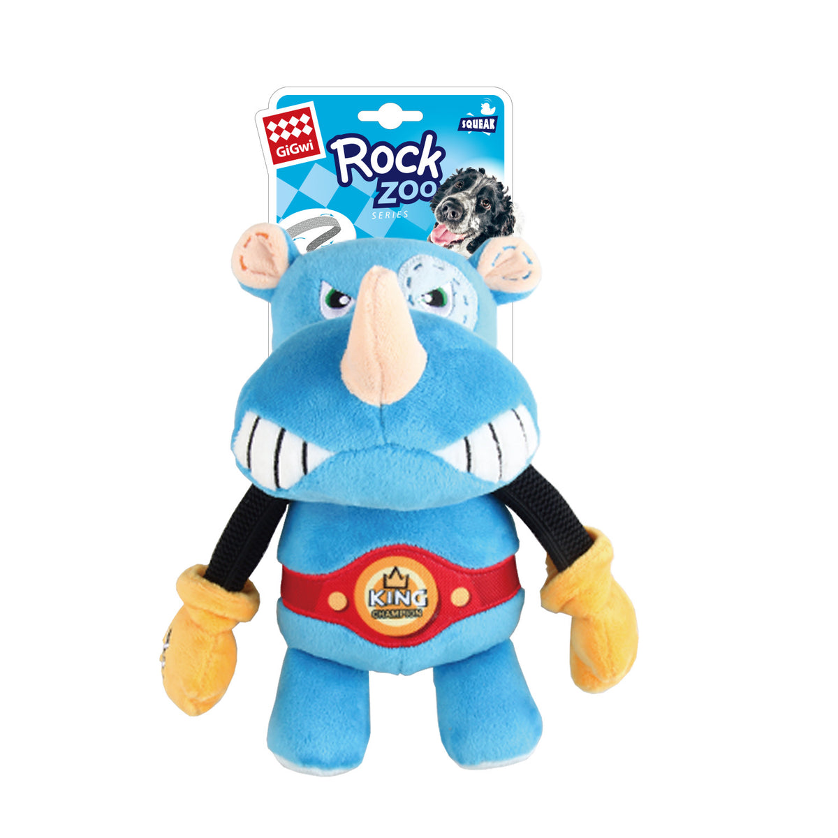 GiGwi | Juguete para perros Rock Zoo King Boxer rinoceronte con sonido — Unidad