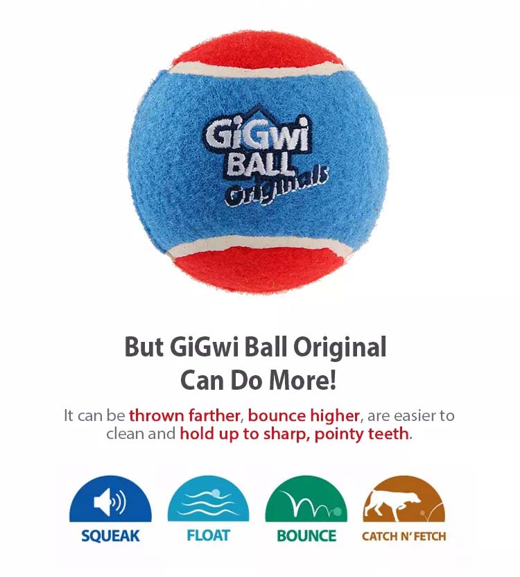 Gigwi Ball Originals | Pelotas de tenis para perros, pack de 3 — foto oficial GiGwi