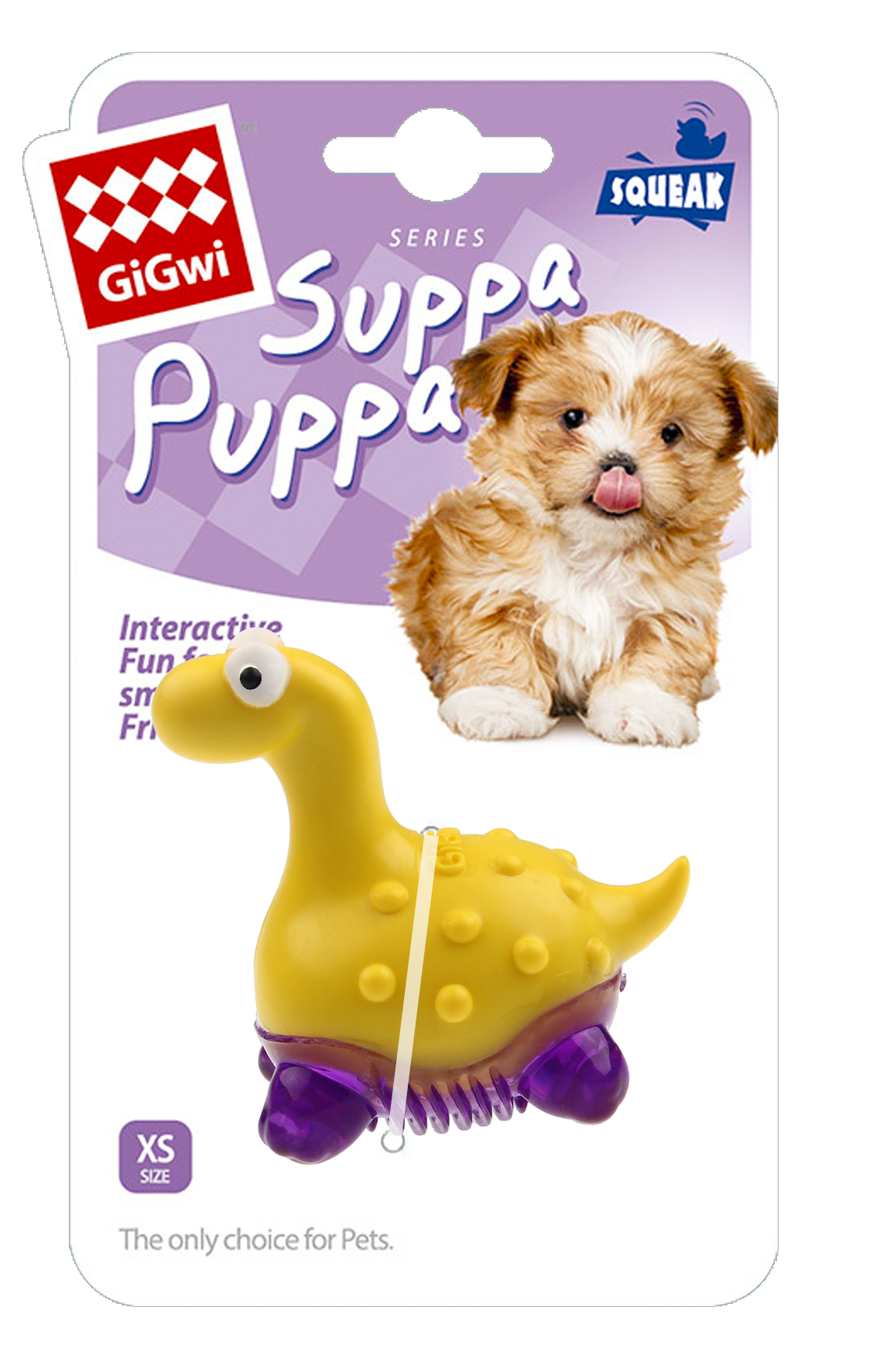 Gigwi | Juguete para perros Juguete cachorro 'Suppa Puppa' Dinosaurio amarillo — foto oficial GiGwi