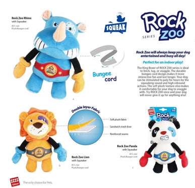 Gigwi | Juguete para perros Rock Zoo King Boxer Panda con sonido — foto oficial GiGwi