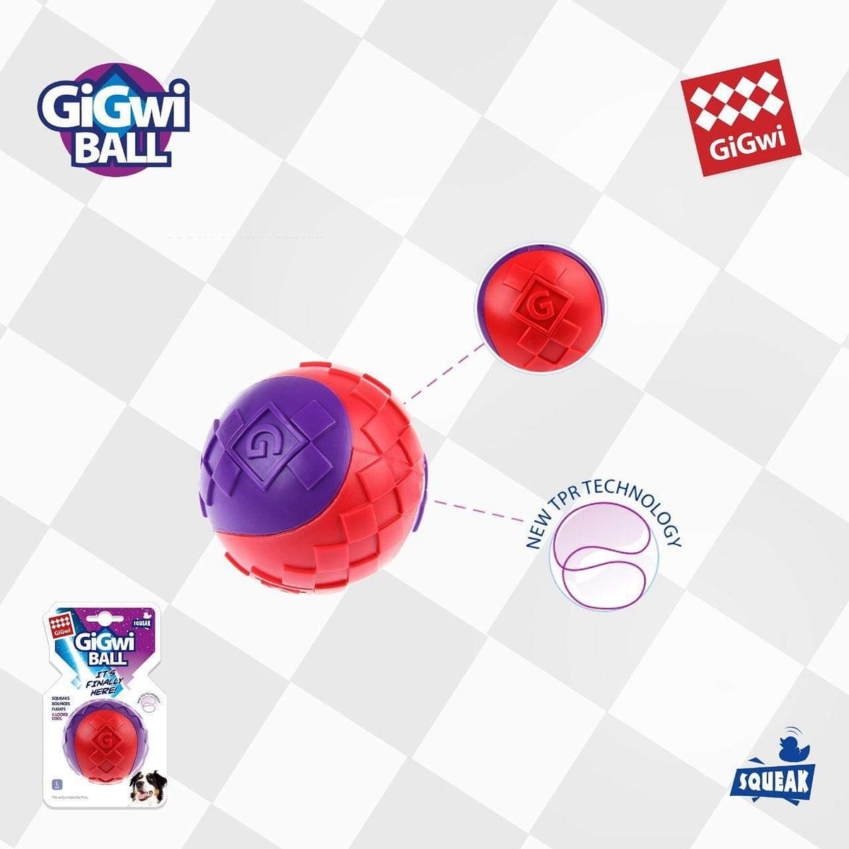 Gigwi Ball | Pelotas para perros, exhibidor de 3 unidades — foto oficial GiGwi