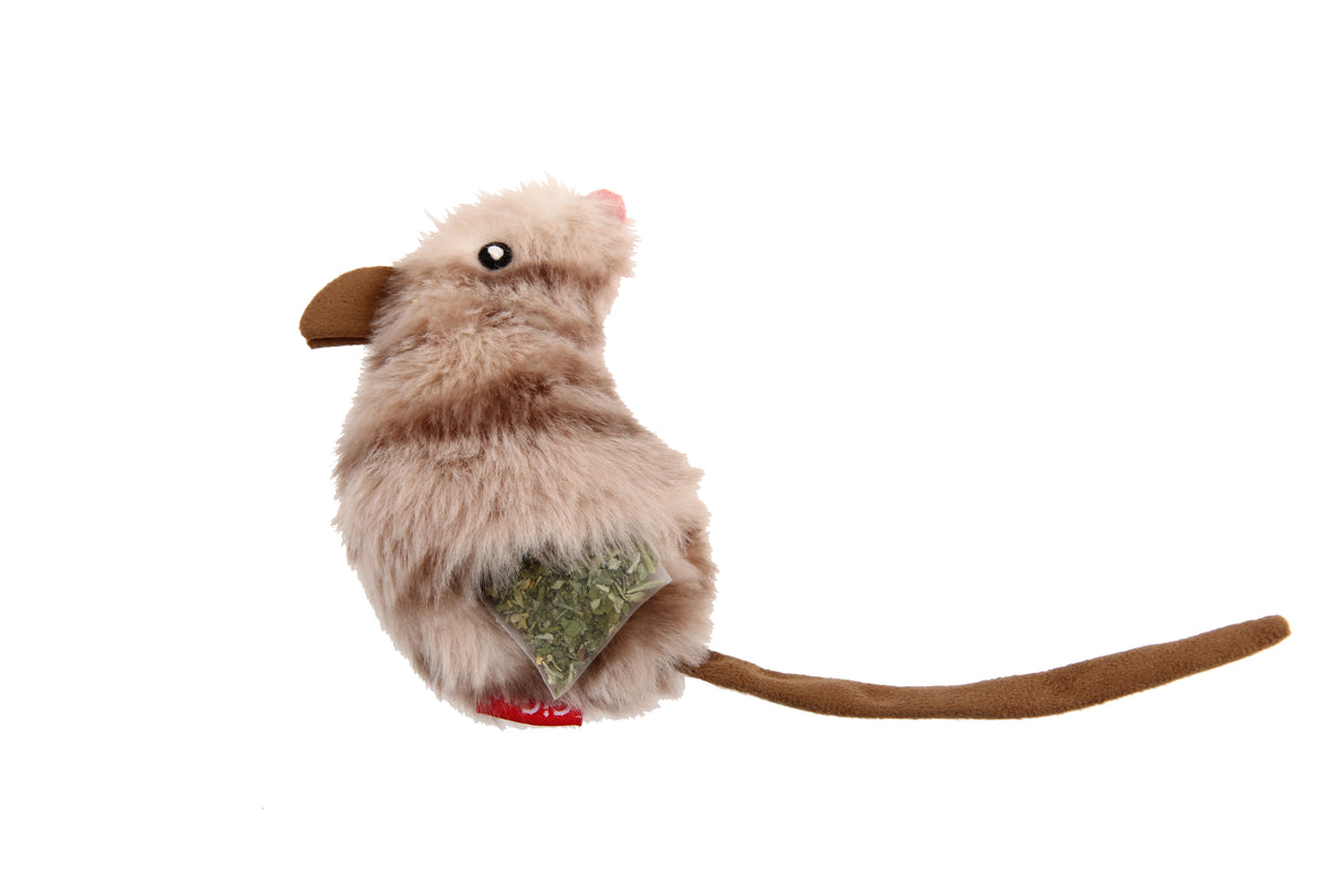 Gigwi Refillable Catnip | Ratón con 3 bolsitas de recambio para gatos — foto oficial GiGwi