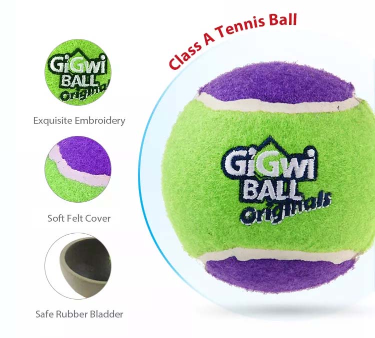 Gigwi Ball Originals | Pelotas de tenis para perros, pack de 3 — foto oficial GiGwi