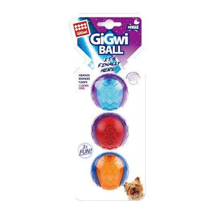 Gigwi Ball | Pelotas para perros, exhibidor de 3 unidades