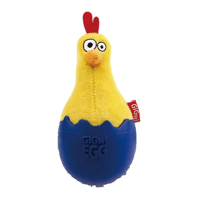 Gigwi Egg Wobble Fun | Juguete gallo de TPR y felpa para perros