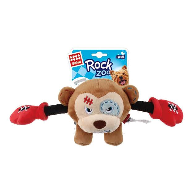 Gigwi | Juguete para perros Rock Zoo King Boxer mono con sonido