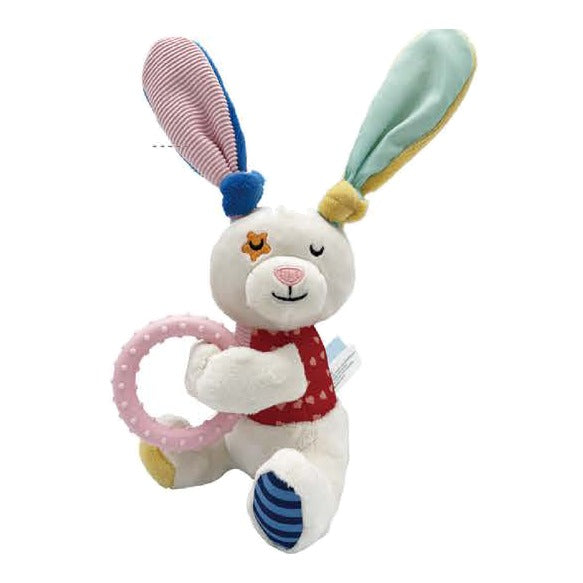 Gigwi Plush Friendz | Juguete conejo de felpa con sonido y aro de TPR para perros