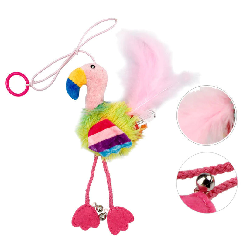 GiGwi | Juguete para gatos Finger ring pájaro rosado y azul con papel arrugado y campana dentro — imagen oficial principal