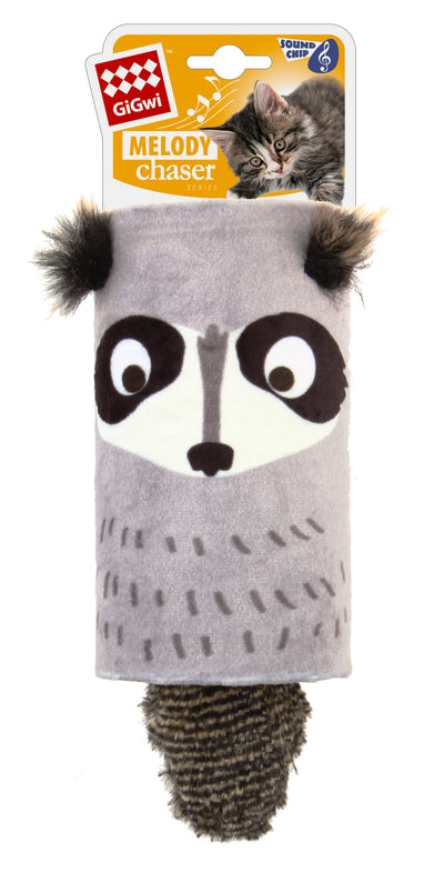 GiGwi | Juguete para gatos MELODY CHASER tubular/felpa MAPACHE — imagen oficial principal