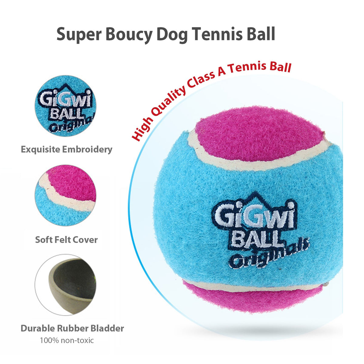 Gigwi Ball Originals | Pelotas de tenis para perros, pack de 3
