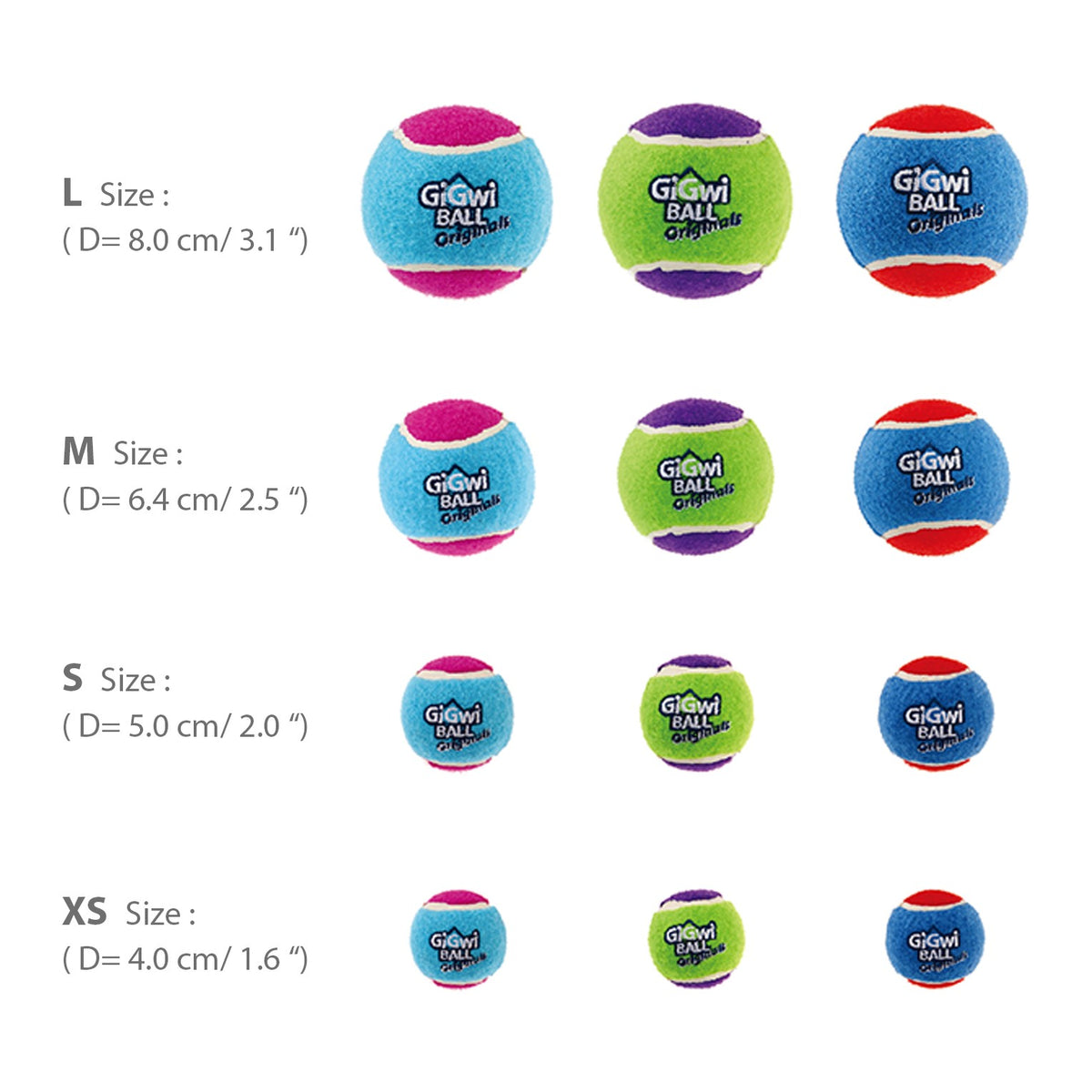 Gigwi Ball Originals | Pelotas de tenis para perros, pack de 3