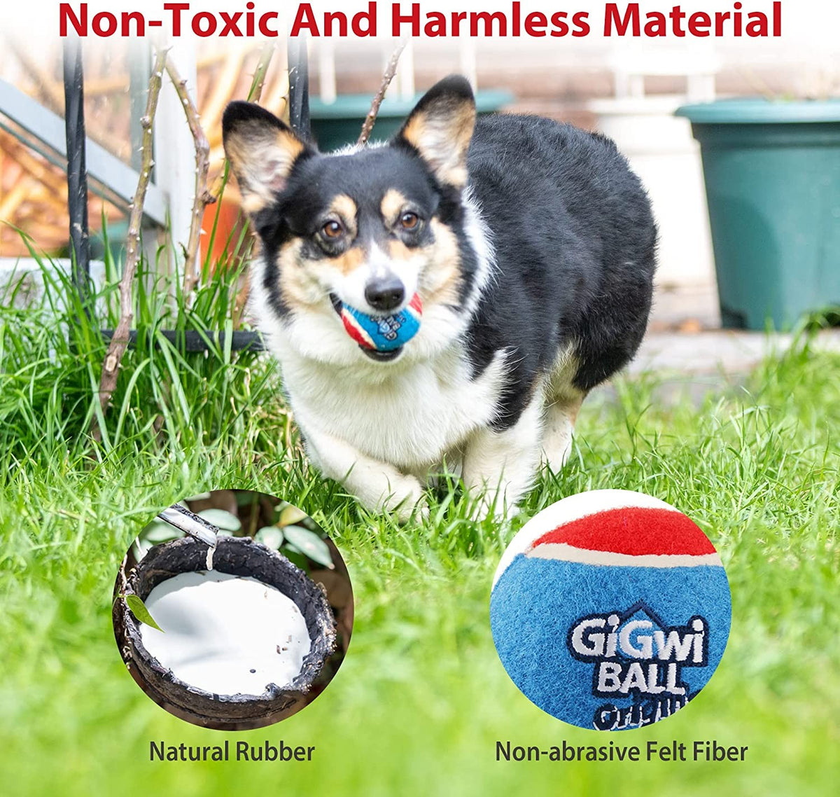 Gigwi Ball Originals | Pelotas de tenis para perros, pack de 3