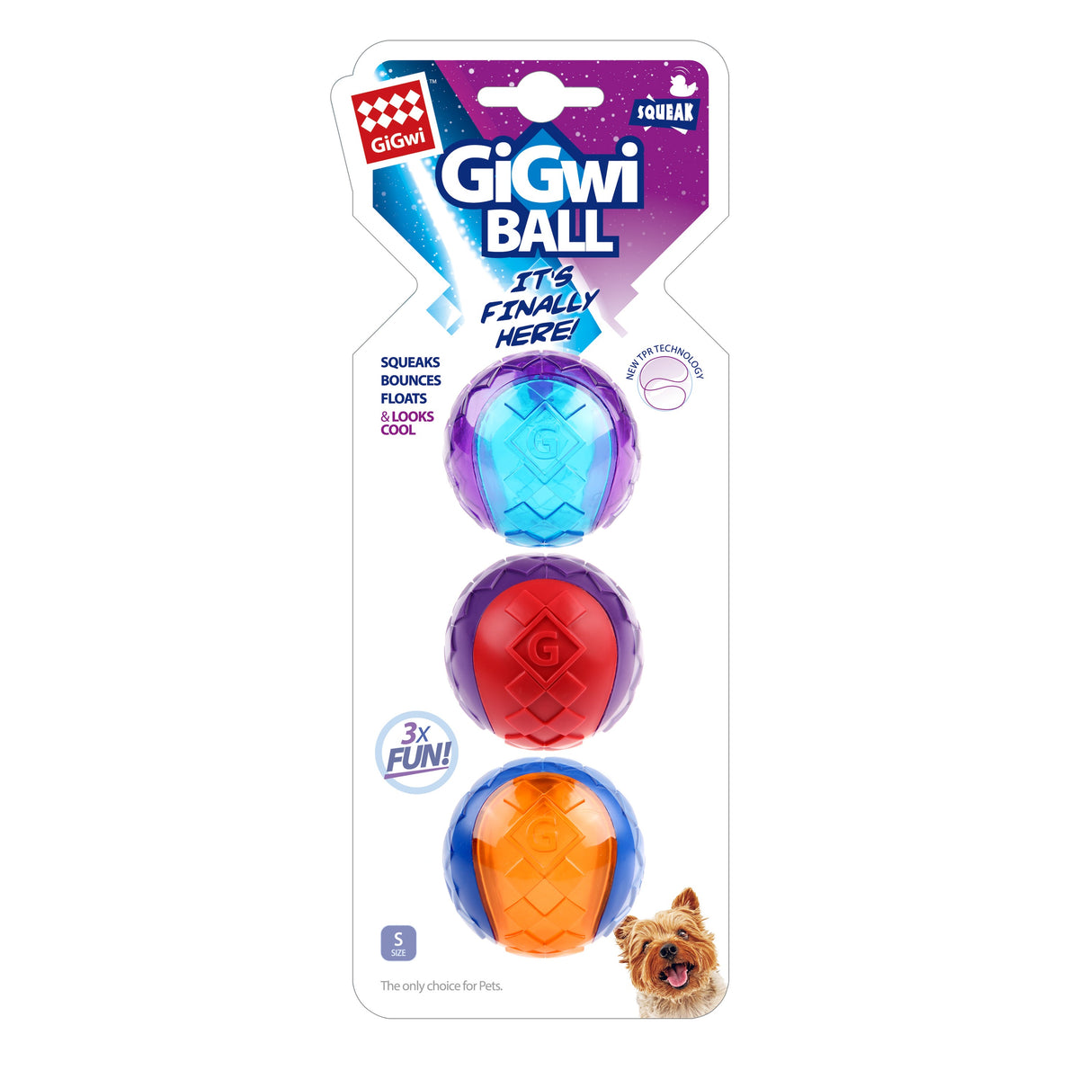 Gigwi Ball | Pelotas para perros, exhibidor de 3 unidades