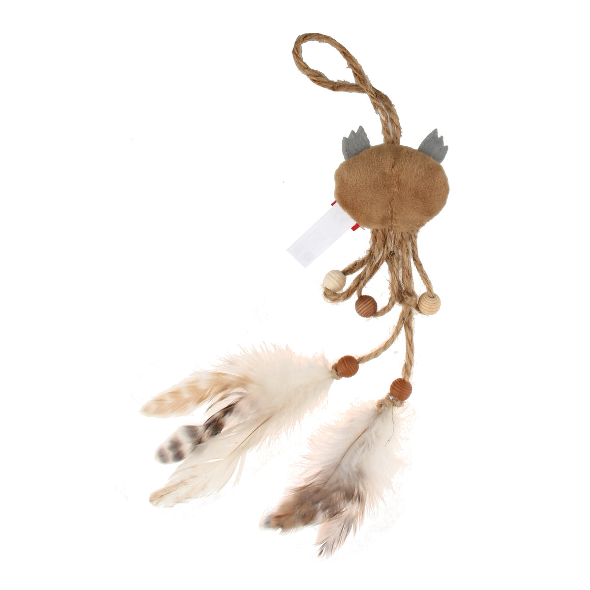 GiGwi Catch & Scratch Eco Line búho colgante con silvervine y plumas · vista posterior