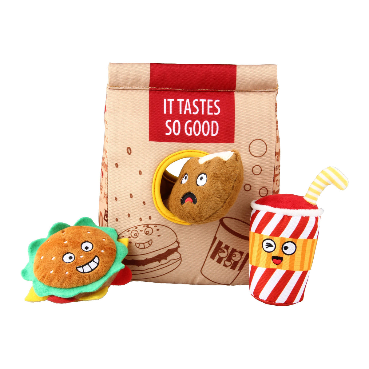 Gigwi Hide N’ Seek | Bolsa interactiva Fast Food para perros