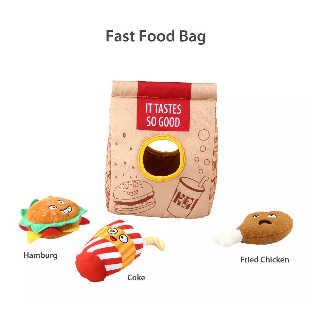 Gigwi Hide N’ Seek | Bolsa interactiva Fast Food para perros