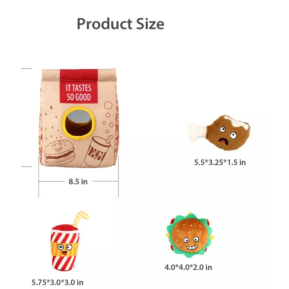 Gigwi Hide N’ Seek | Bolsa interactiva Fast Food para perros