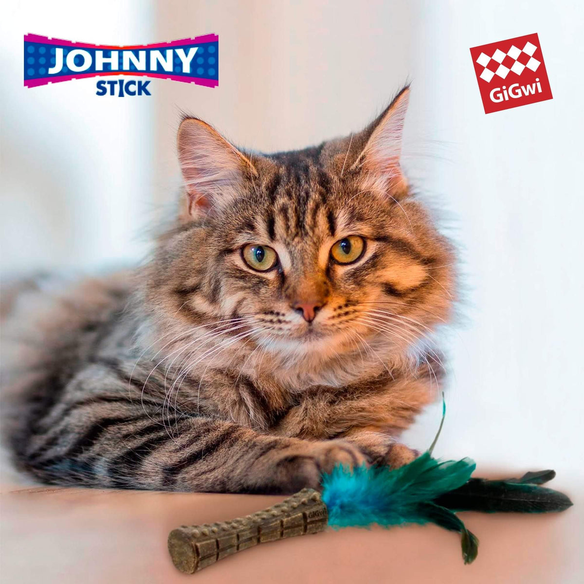 Gigwi | Juguete para gatos Catnip 'Johnny Stick' con un lado de pluma natural