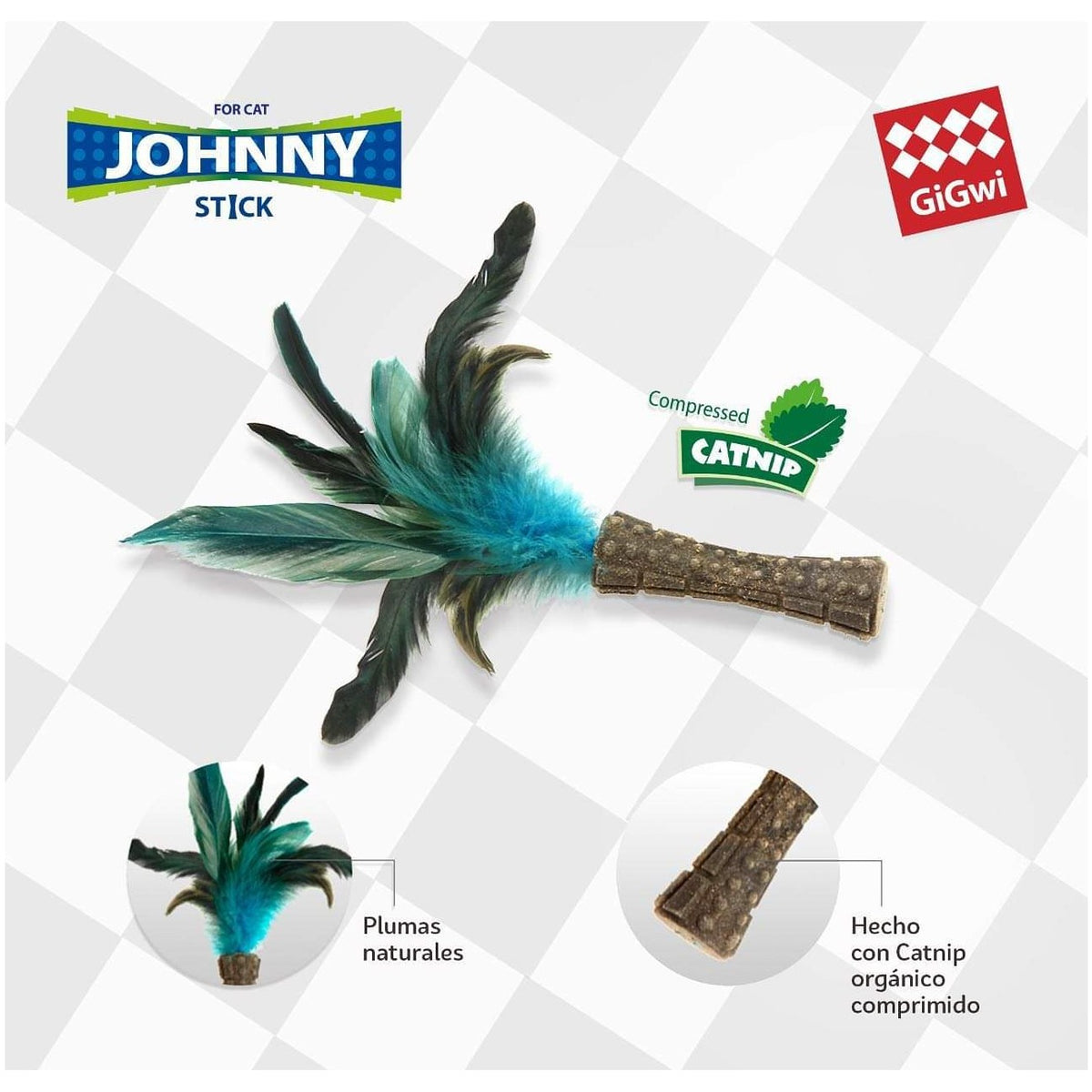 Gigwi | Juguete para gatos Catnip 'Johnny Stick' con un lado de pluma natural