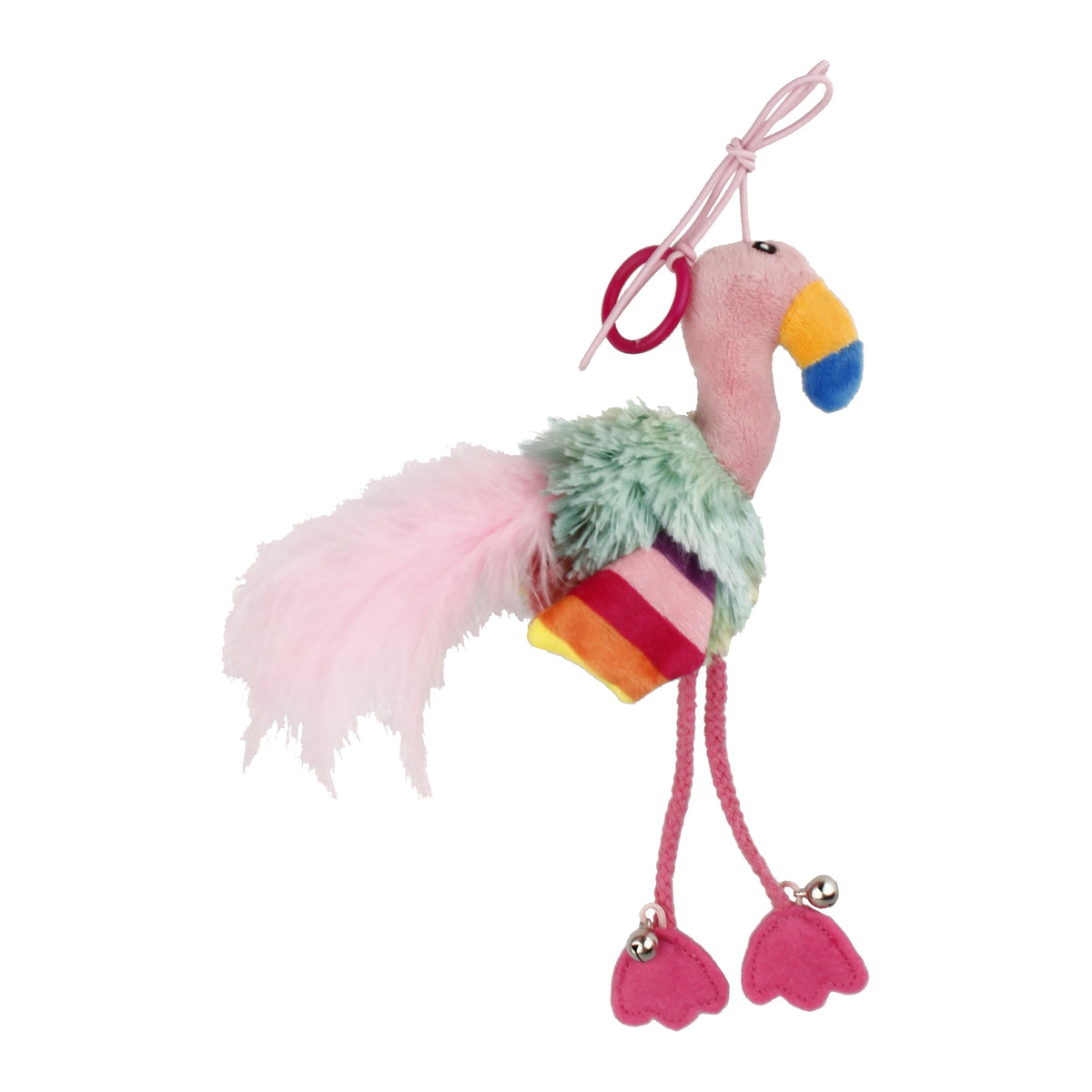 Gigwi | Juguete para gatos Finger ring pájaro rosado y azul con papel arrugado y campana dentro