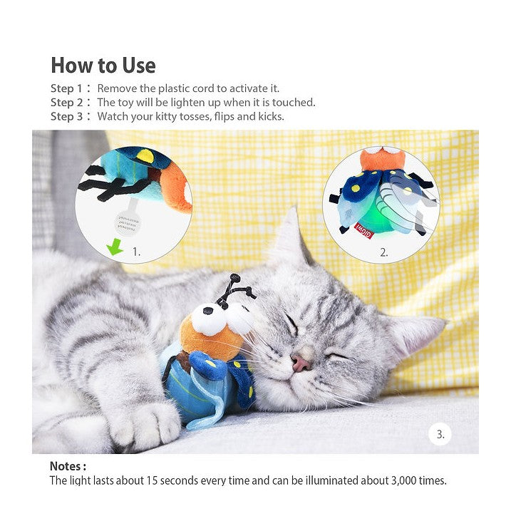 Gigwi | Juguete para gatos Luciérnaga "Shining Friends" con luz LED activada y catnip en el interior