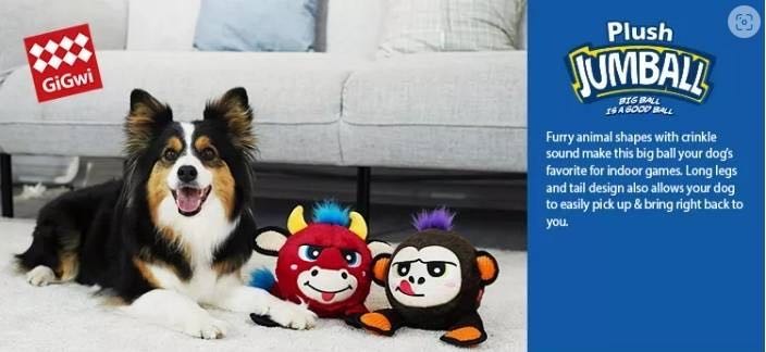 Gigwi | Juguete para perros JUMBALL felpa marrón mono M