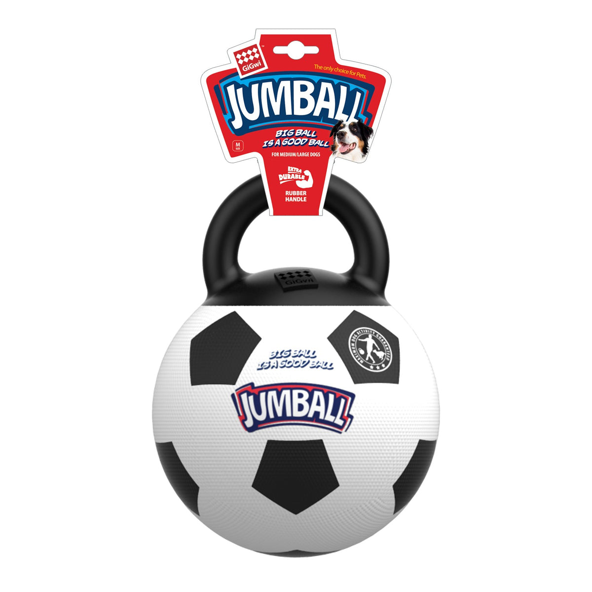 Gigwi | Juguete para perros 'Jumball' Pelota de fútbol con mango de goma