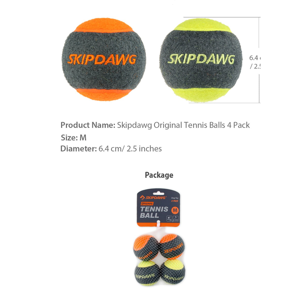 Gigwi | Skipdawg – paquete de 4 pelotas de tenis para perros