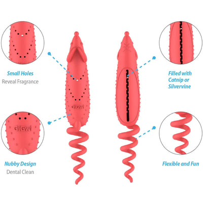 GiGwi Roll-Tailed | Ratón recargable con catnip para gatos — rojo