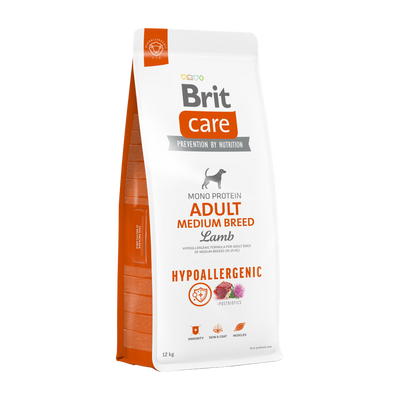 Brit Care Dog Hypoallergenic Adult Medium Breed — envase oficial referencial