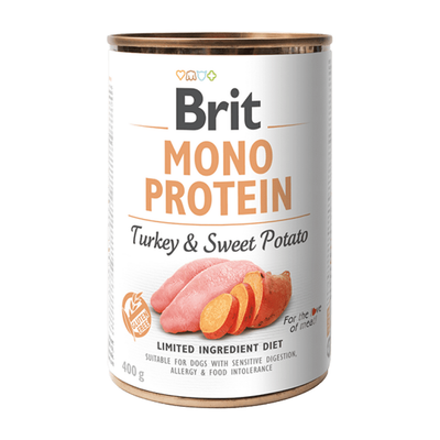 Brit Mono Protein Turkey & Sweet Potato — envase oficial referencial