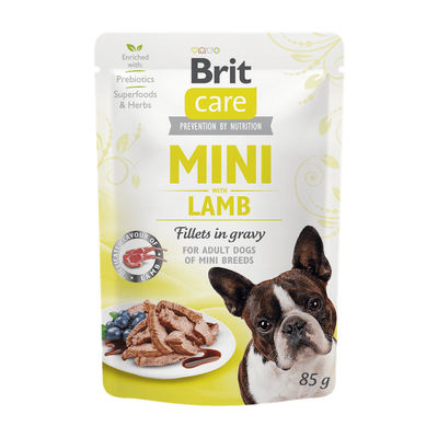 Brit Care Mini Lamb fillets in gravy — envase oficial referencial