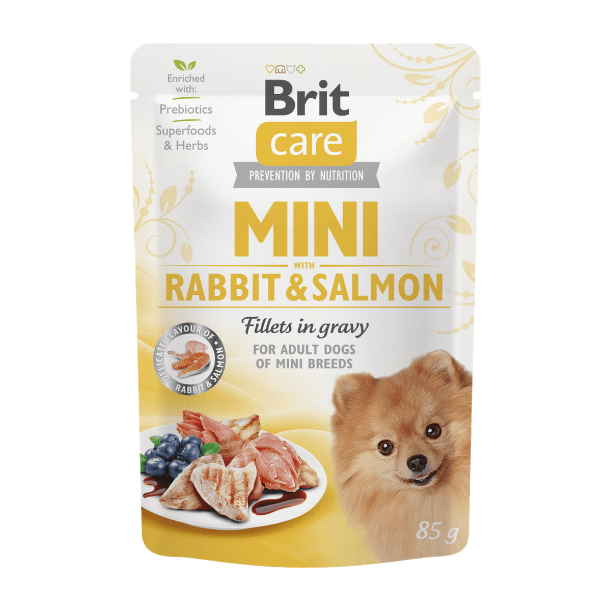 Brit Care Mini Rabbit&Salmon fillets in gravy — envase oficial referencial