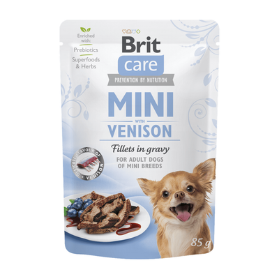 Brit Care Mini with Venison fillets in gravy — envase oficial referencial