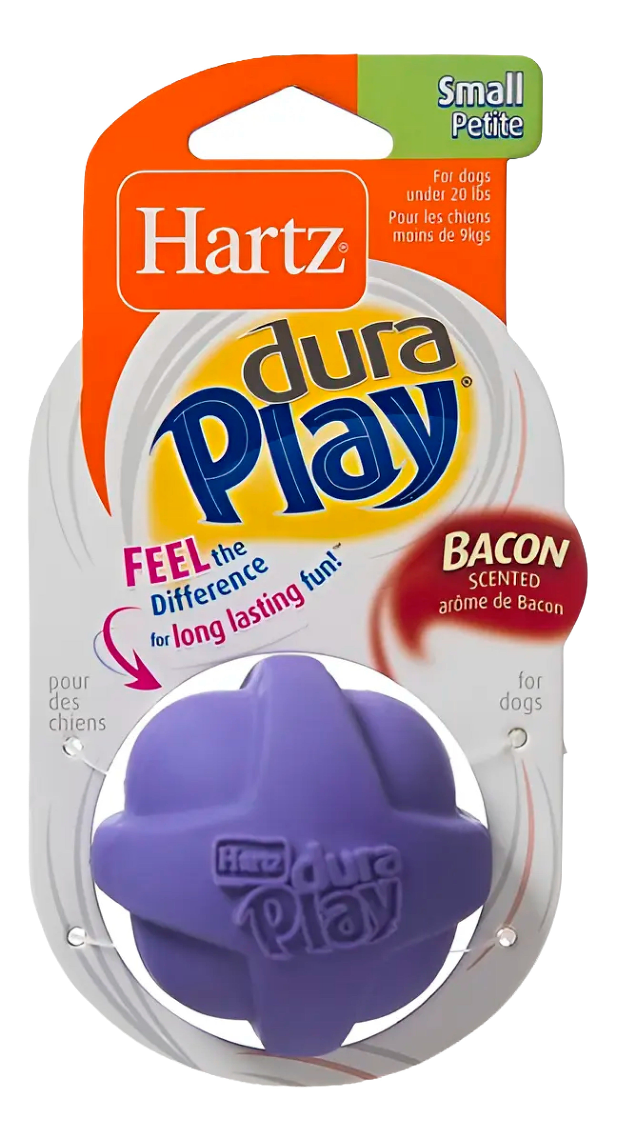 Hartz — Dura Play pelota juguete de látex para perros, talla Small morado