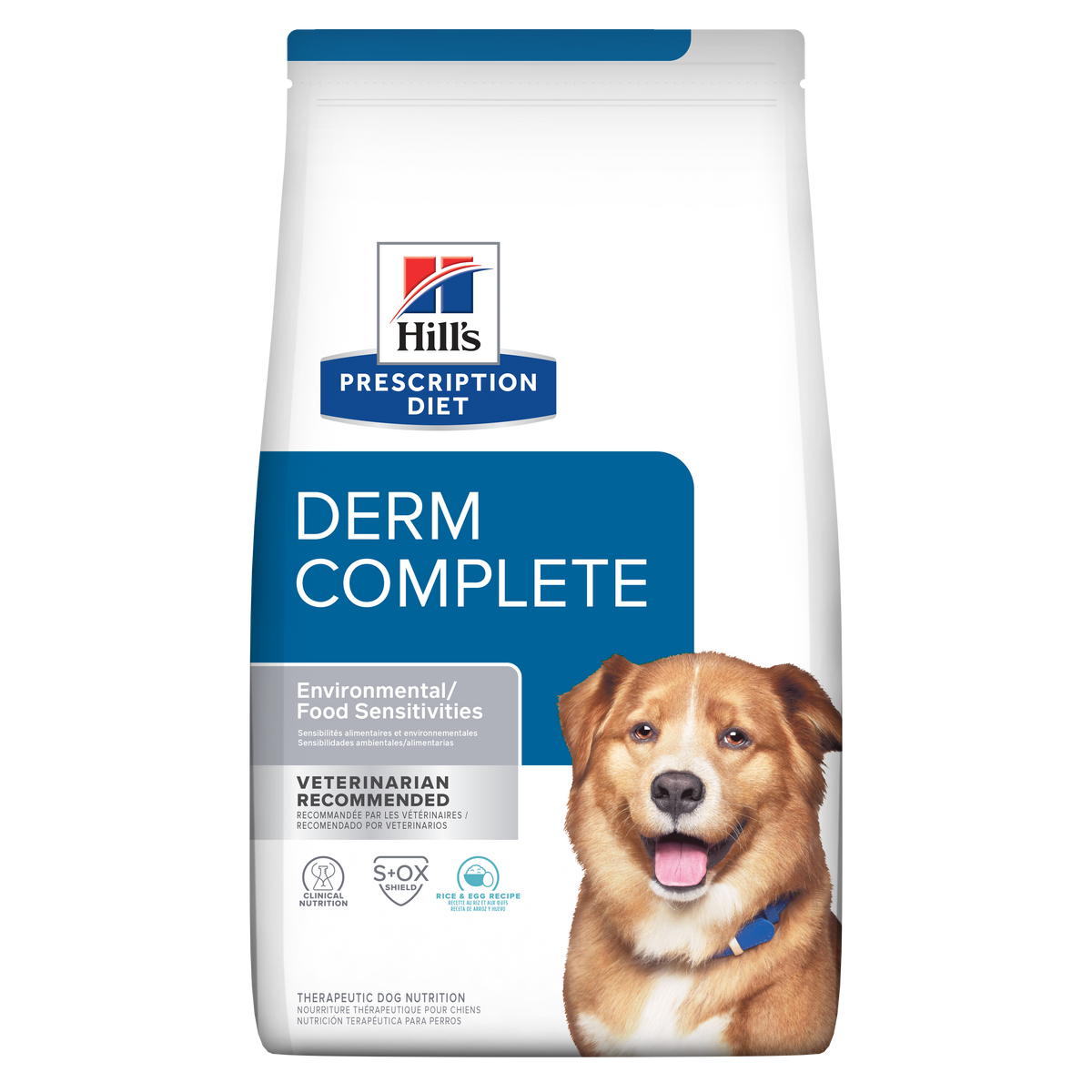 Hill's Prescription Diet | Alimento seco para perros Derm Complete. Receta de arroz y huevo.