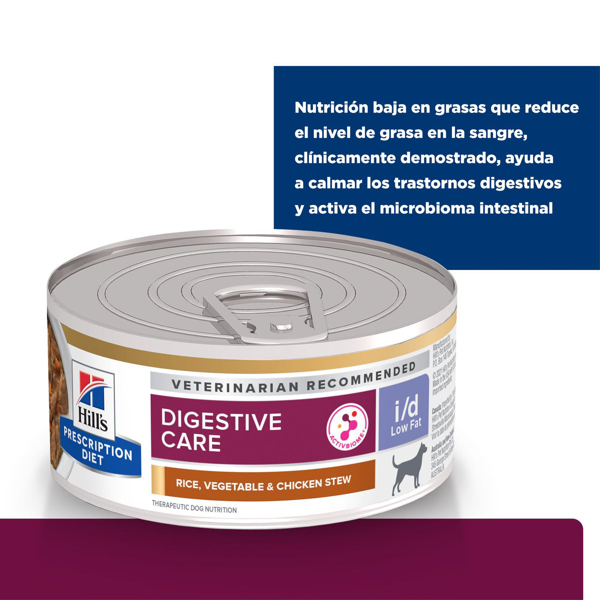 Hill's Prescription Diet i/d Low Fat estofado de arroz, vegetales y pollo para perros · lata y estofado