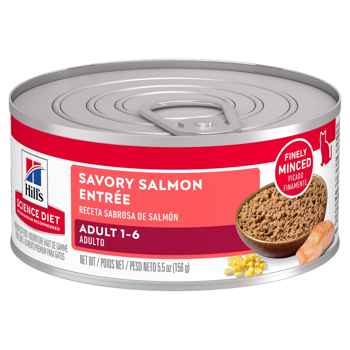 Hill's Science Diet Adult Savory Salmon Entrée para gatos, lata de 156 g