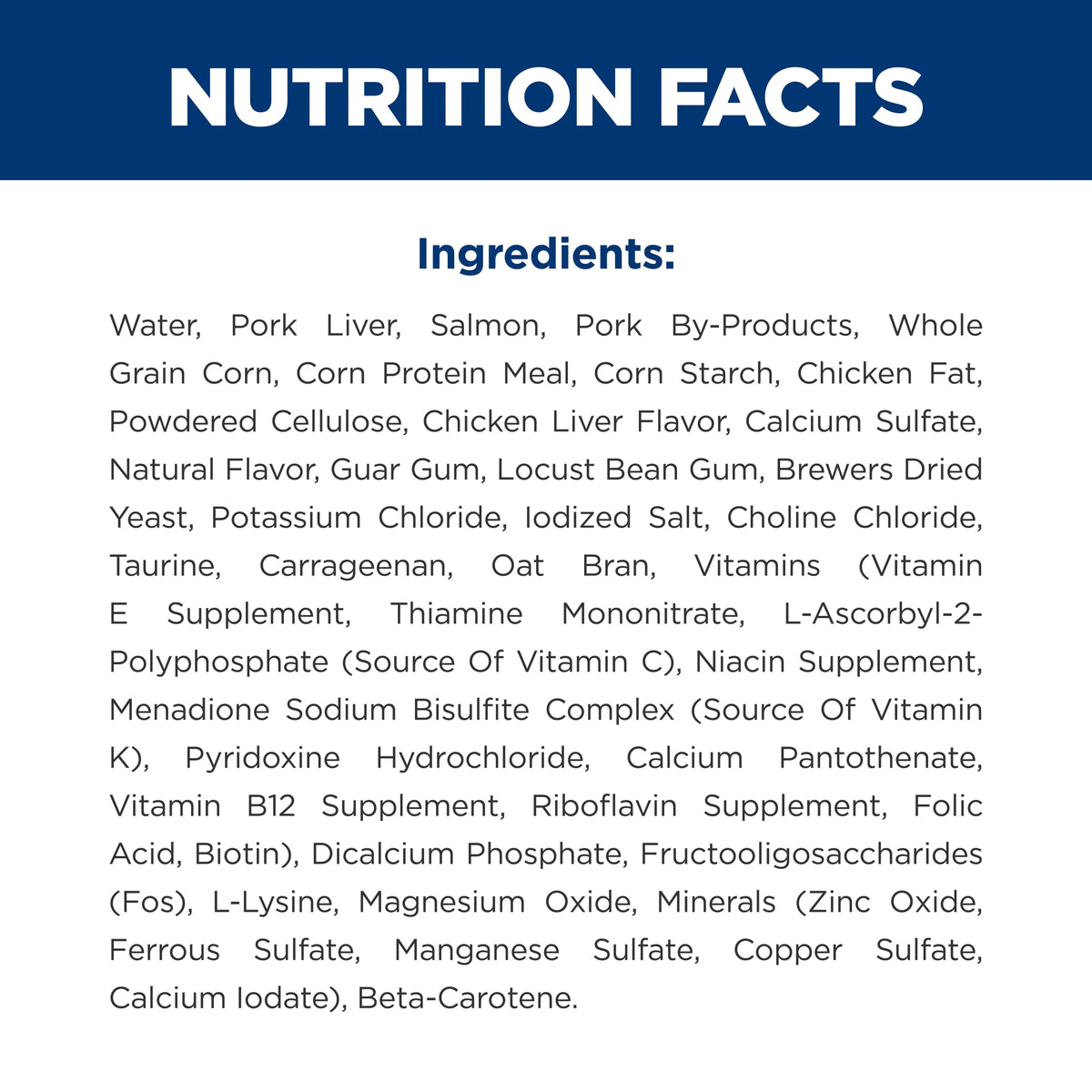 Hill's Science Diet Adult Savory Salmon Entrée, alimento húmedo para gatos adultos · ingredientes