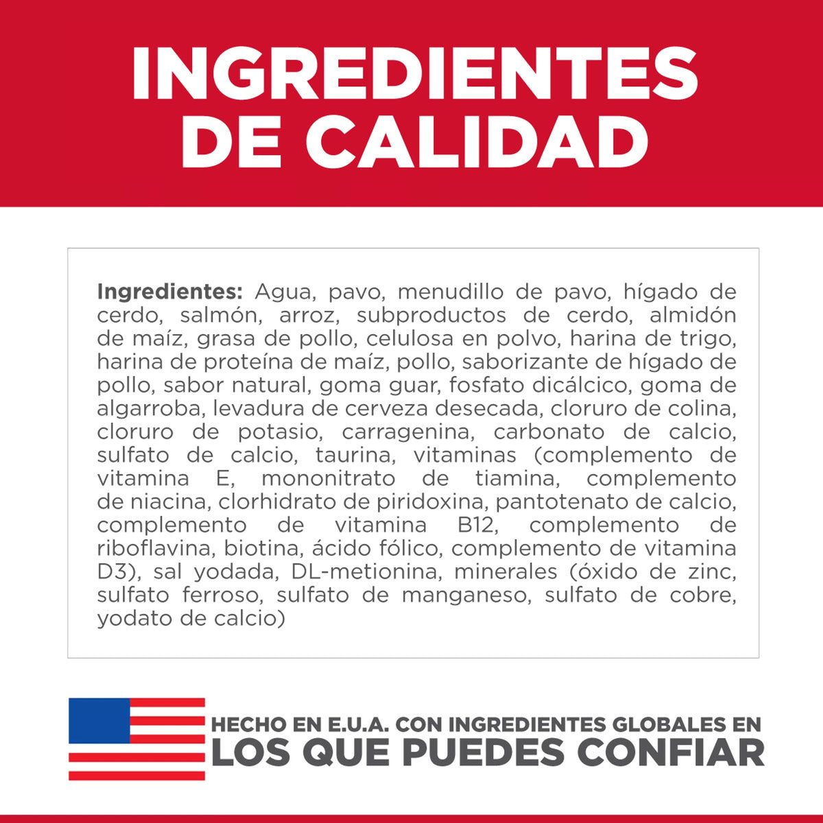 Hill's Science Diet Adult Savory Turkey Entrée, alimento húmedo para gatos adultos · ingredientes