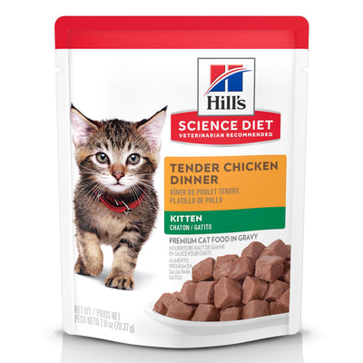 Hill's Science Diet | Alimento húmedo para gatitos Kitten Tender Chicken Dinner (Pack de 6 sobres de 79.39g)