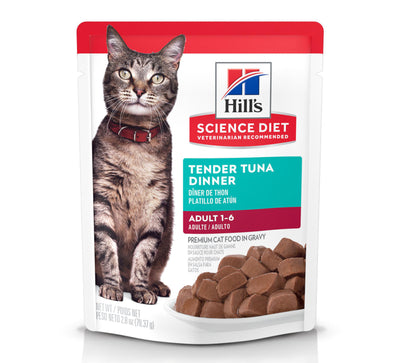 Hill's Science Diet | Alimento húmedo para gatos adultos Adult Tender Tuna Dinner (Pack de 6 sobres de 79.39g)