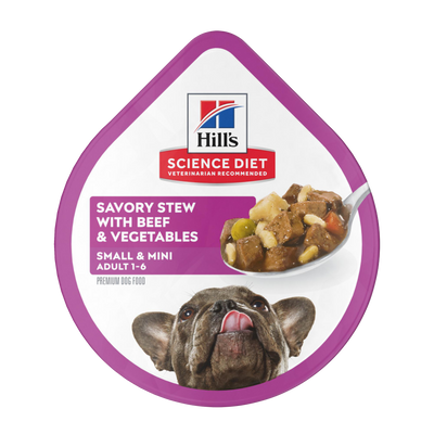 Hill's Science Diet | Alimento húmedo para perros adultos de razas pequeñas y miniatura Adult Small & Mini. Estofado de carne de res y vegetales (Bandeja de 99 g)